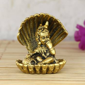 Golden Bal Gopal Krishna having Makhan Decorative Showpiece 1