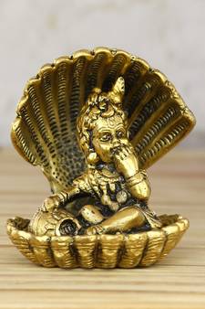 Golden Bal Gopal Krishna having Makhan Decorative Showpiece