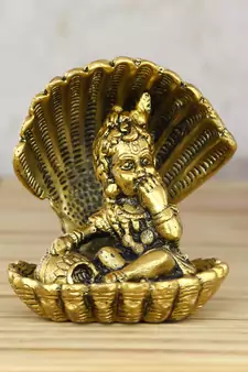 Golden Bal Gopal Krishna having Makhan Decorative Showpiece