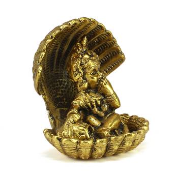 Golden Bal Gopal Krishna having Makhan Decorative Showpiece 4