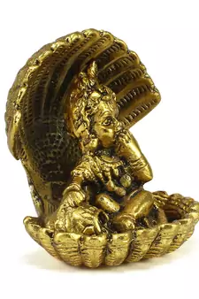 Golden Bal Gopal Krishna having Makhan Decorative Showpiece