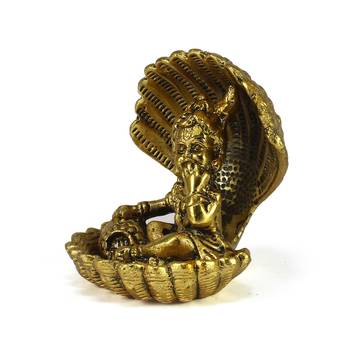 Golden Bal Gopal Krishna having Makhan Decorative Showpiece 5