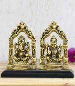 Golden Metal Statue of Goddess Laxmi and Lord Ganesha
