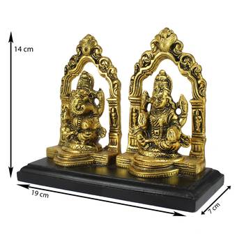 Golden Metal Statue of Goddess Laxmi and Lord Ganesha 3