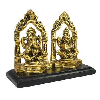 Golden Metal Statue of Goddess Laxmi and Lord Ganesha 5