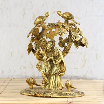 Radha Krishna Standing under Tree Showpiece 1