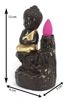 Meditating Monk Buddha Smoke Backflow Cone Holder Decorative Showpiece with 10 free Smoke Backflow Scented Cone Incenses