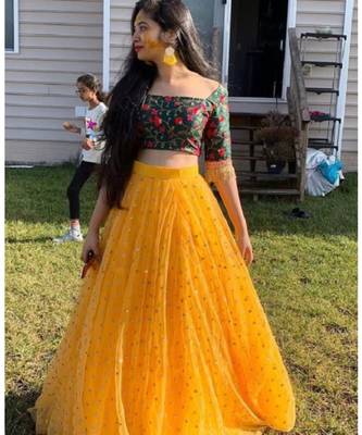Yellow Colored Georgette Designer Lehenga Choli 1