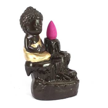 Meditating Monk Buddha Smoke Backflow Cone Holder Decorative Showpiece with 10 free Smoke Backflow Scented Cone Incenses 4