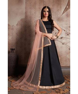 Black Colored Silk Designer Lehenga Choli With Dupatta 1