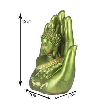 Green and Golden Handcrafted Palm Buddha 2