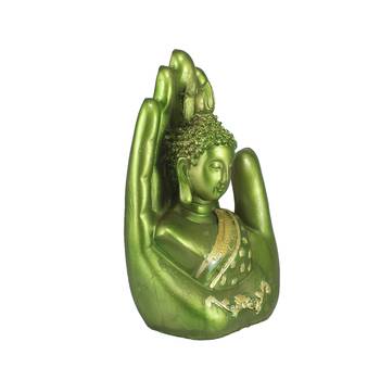 Green and Golden Handcrafted Palm Buddha 3