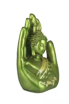 Green and Golden Handcrafted Palm Buddha