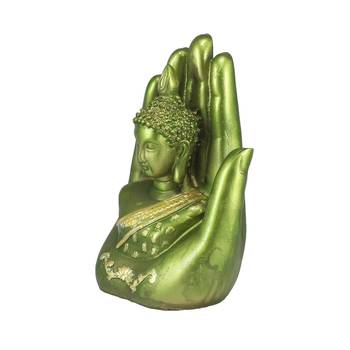 Green and Golden Handcrafted Palm Buddha 4