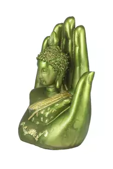 Green and Golden Handcrafted Palm Buddha