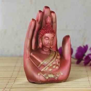 Red and Golden Handcrafted Palm Buddha 1