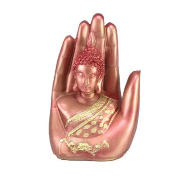 Red and Golden Handcrafted Palm Buddha 2
