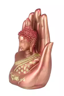 Red and Golden Handcrafted Palm Buddha