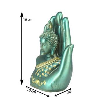Teak and Golden Handcrafted Palm Buddha 3