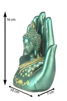 Teak and Golden Handcrafted Palm Buddha