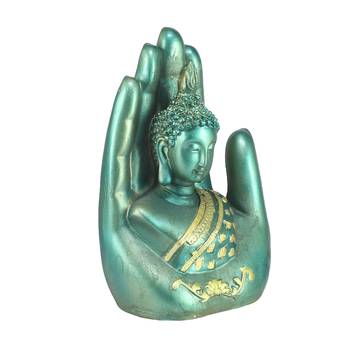 Teak and Golden Handcrafted Palm Buddha 4