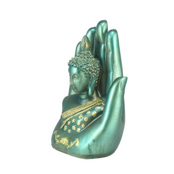 Teak and Golden Handcrafted Palm Buddha 5