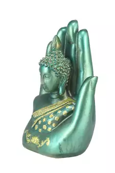 Teak and Golden Handcrafted Palm Buddha
