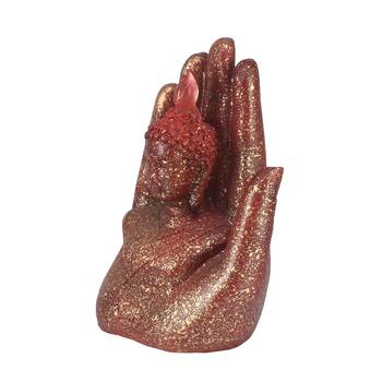 Sparkle Red Handcrafted Palm Buddha 5