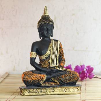 Gold and Black Resin Buddha Statue 1