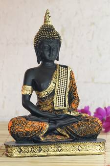 Gold and Black Resin Buddha Statue