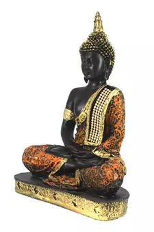 Gold and Black Resin Buddha Statue