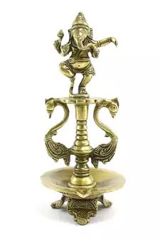 Lord Ganesha Deepak Brass Oil Wick Diya Stand