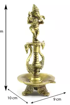 Lord Ganesha Deepak Brass Oil Wick Diya Stand