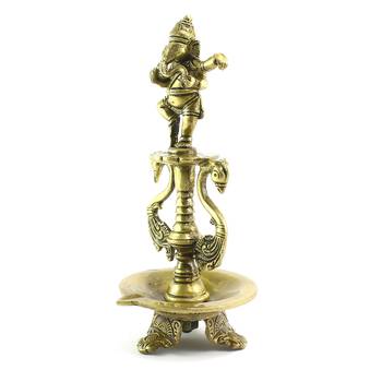 Lord Ganesha Deepak Brass Oil Wick Diya Stand 5