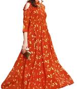 Red Rayon Block Print Embroidered  Partywear Kurti