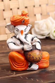 Lord Ganesha Playing Tabla Decorative Showpiece