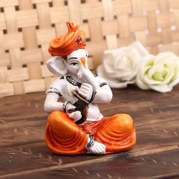 Lord Ganesha Playing Manjira Decorative Showpiece 1