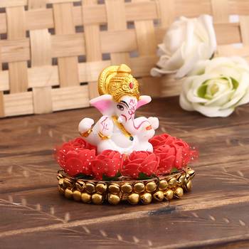 e craft india ganesha idol on decorative plate     multicolor 1