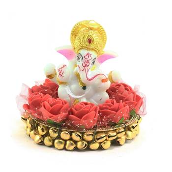 e craft india ganesha idol on decorative plate     multicolor 2