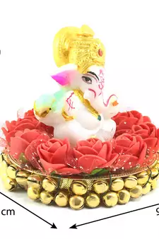 e craft india ganesha idol on decorative plate     multicolor