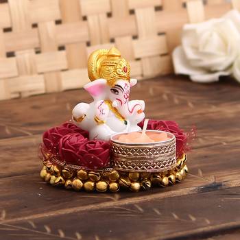 e craft india lord ganesha idol with tea light holder 1