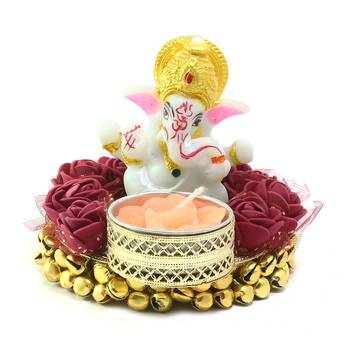 e craft india lord ganesha idol with tea light holder 2