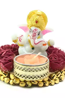 e craft india lord ganesha idol with tea light holder