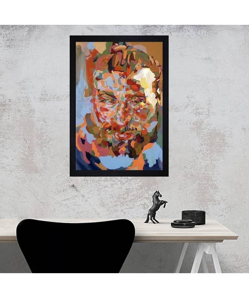 HUMAN FACE ABSTRACT ORIGINAL OIL ART PRINT "Textured Paper (Scratch/Dust) Proof Framed Art Print