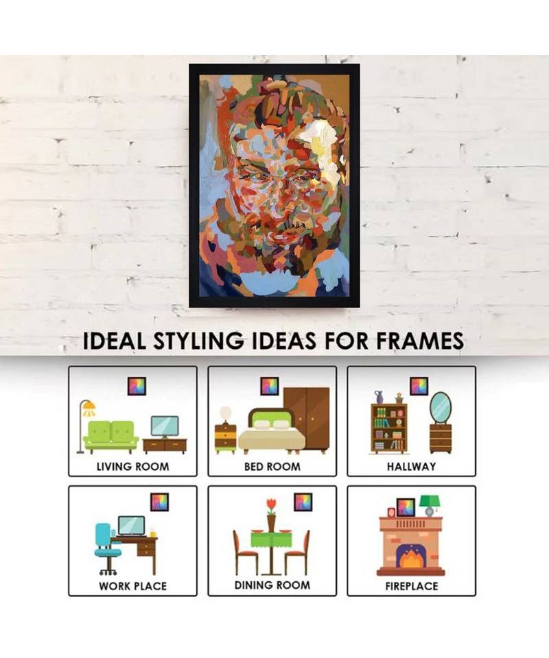 HUMAN FACE ABSTRACT ORIGINAL OIL ART PRINT "Textured Paper (Scratch/Dust) Proof Framed Art Print