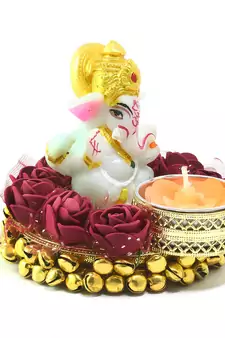 e craft india lord ganesha idol with tea light holder