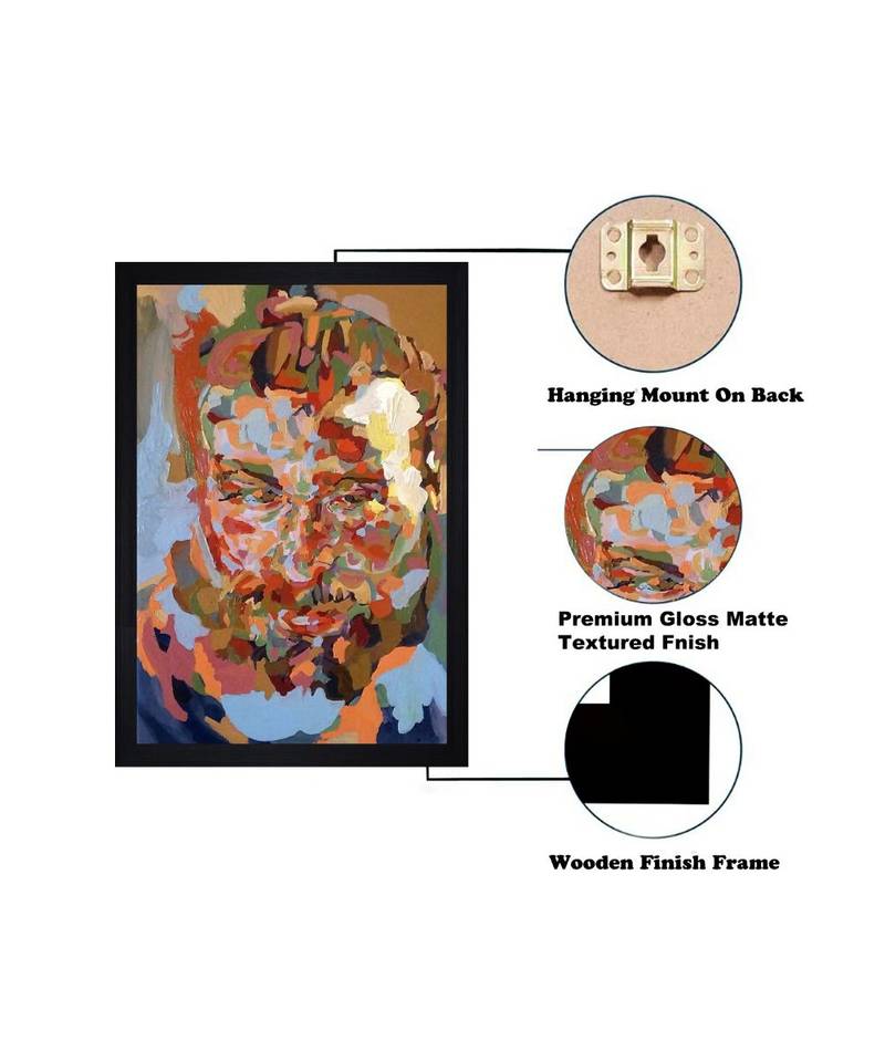 HUMAN FACE ABSTRACT ORIGINAL OIL ART PRINT "Textured Paper (Scratch/Dust) Proof Framed Art Print