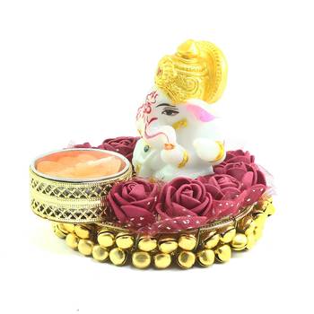 e craft india lord ganesha idol with tea light holder 5