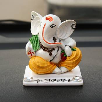 ecraftindia white lord ganesha figurine - decorative showpiece for desk and temple, 4    1