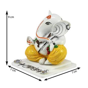 ecraftindia white lord ganesha figurine - decorative showpiece for desk and temple, 4    3